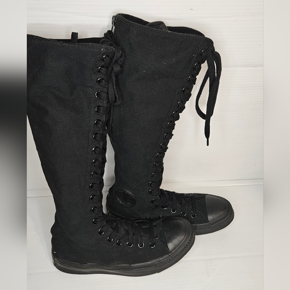 Y2K Black Knee-High Converse Sneakers Women’s Size 8 – Bold Red Laces, Retro Y2K - Picture 8 of 16